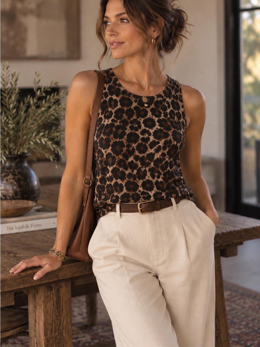EXPRESS Stretch Silk Leopard Print Tank | Medium